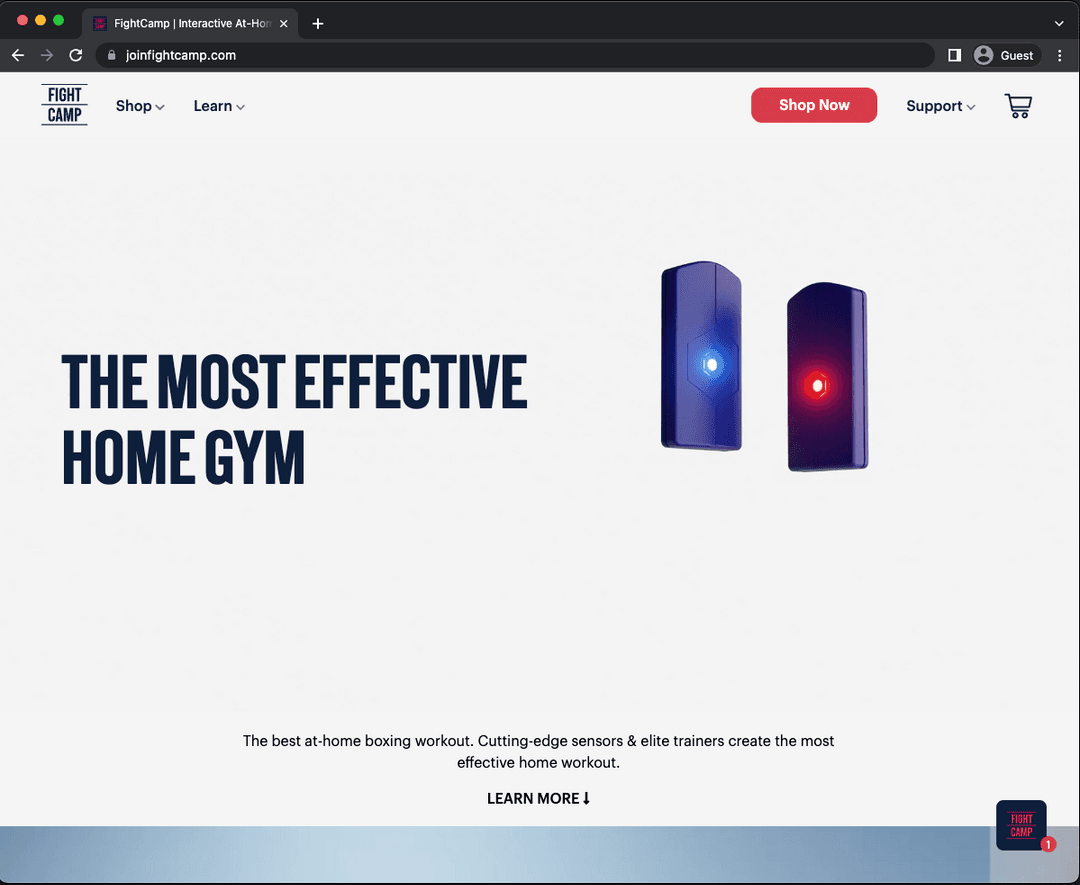 Fightcamp home page redesign with dynamic components